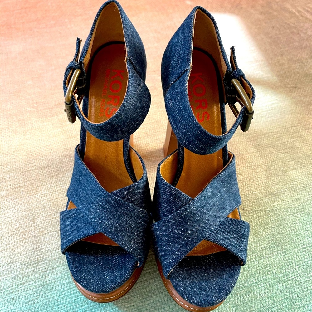 Michael Kors denim platform heels